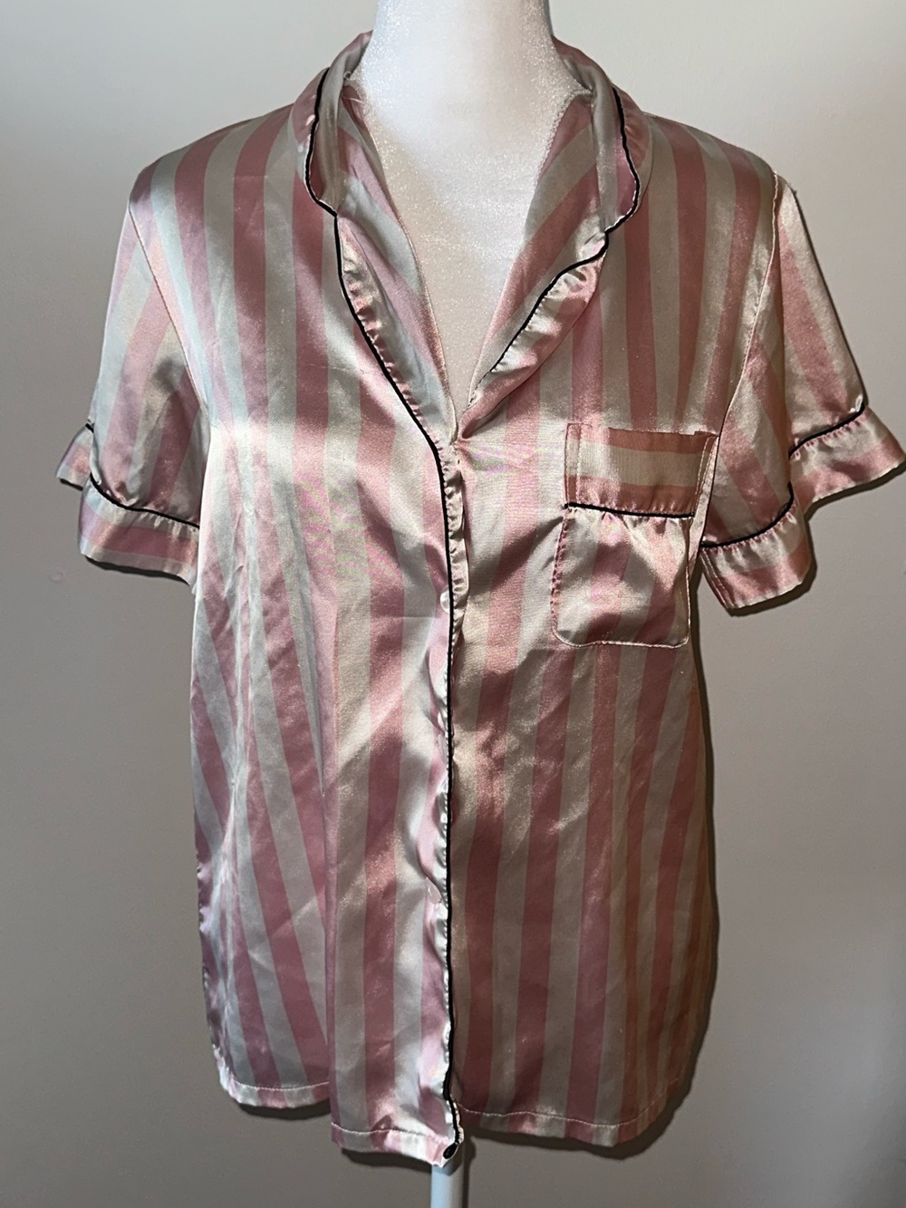 Dolls Pink Striped Short Sleeve Pajama Top- Women’s